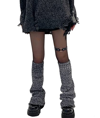 Image of WODECASA Girls Kawaii Leg Warmers Knitted Flared Leg Sleeves Goth Crochet Baggy Cuff Ankle Heap Socks