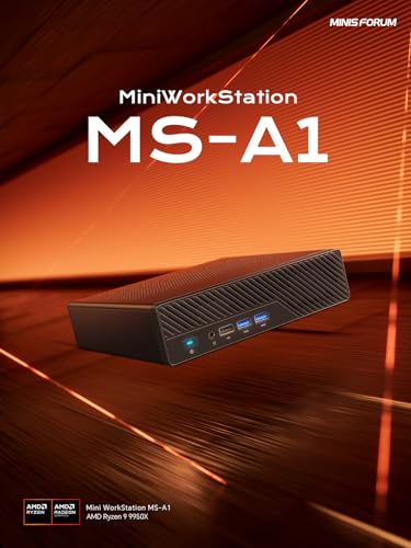 Image of MINISFORUM Mini Workstation MS-A1 Barebone with AMD Ryzen 9 9950X (Zen 5, 16 cores /32 Threads, up to 5.7 GHz) Mini PC, OCuLink, Dual 2.5G LAN, 4x M.2 PCIe, HDMI /DP /USB-C, Without RAM /SSD
