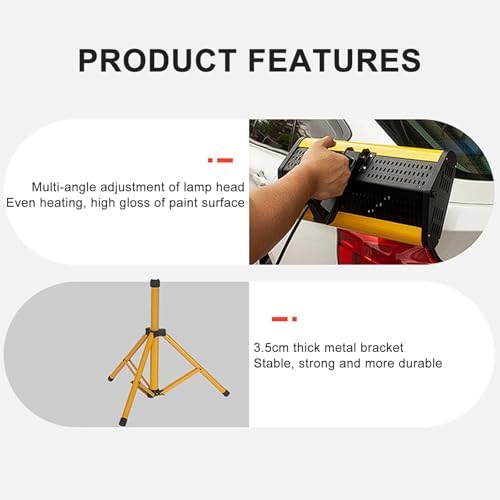 1050W Short Wave Infrared Paint Curing Lamp for Car Body Repair - Adjustable Foldable Bracket, Efficient Paint Drying Heater, 220V, Perfect for Auto Painting and Restoration