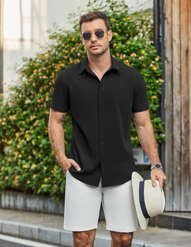 COOFANDY Mens Casual Shirts Short Sleeve Button Down Shirt Wrinkle Free Summer Shirt2