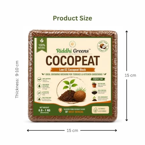 Image of Cocopeat 1Kg Block | Export Grade Cocopeat | Low EC, No Mud | Expands Upto 15L