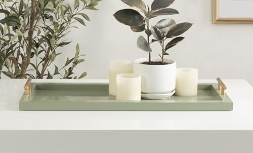 image for Kate and Laurel Halsey Rectangle Decorative Narrow Tray with Gold Meta