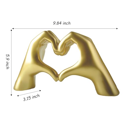 Escultura Manos en Corazón Dorado Moderna en Resina miniatura 2