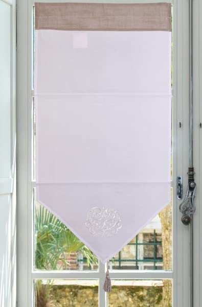 Autrefois Brise bise, Lin brodé, Voilage Broderie, Style Charme, Petit Rideau Fin, Decoration pour fenetre de Cuisine, Salle de Bain, Salon, French Style...