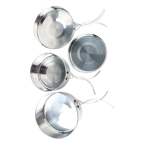 Yardwe Stainless Steel Pot Set Camping Cookware 2-3 Person Portable Cooking Pan Combination Cooking Set for Hiking