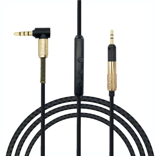 SPTSSWET Replacement Audio Cable Cord Compatible with Sennheiser HD598 558 518 599 569 579 Headphones with in Line Mic Volume Control Nylon Braided,Black 5ft -  YPX-HD598-HS-US-024