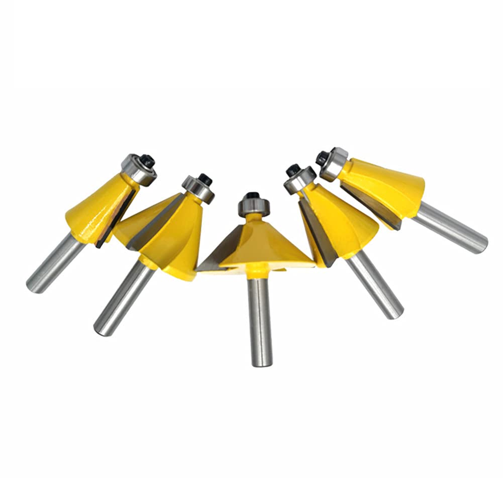 5 piezas 8 mm vástago biselado fresas de metal duro para trabajos de madera, herramientas carpinteria, rodamiento de bolas, fresas cónicas