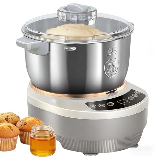 EXSHUING Amasadora De Acero Inoxidable Con Temporizador, Amasadora Automática Con Fermentación 5 L/7 L, Control Inteligente Por Microordenador Con Tiempos De Amasado/Fermentación Ajustables(7L)