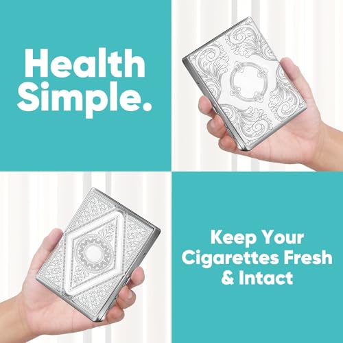 Vintage Cigarette Case 2 Pack, Cigarette Holder Case, Smoking Accessories, Metal 20 Capacity for Regular, King and 100's Size