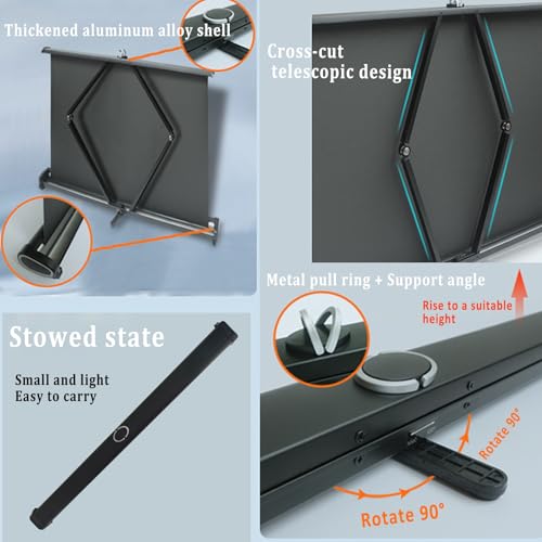 Pantalla portátil 4:3/16:9 4K de 50 pulgadas para proyector miniatura 4