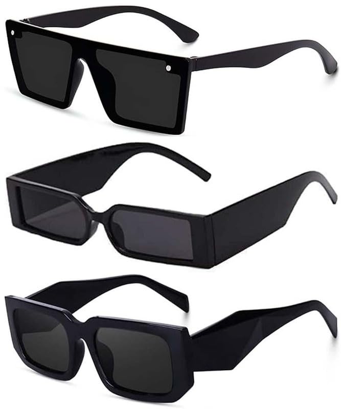younky Unisex UV400 Protection| Combo Offer Pack of 3 Stylish Black Shade| MCStan, Retro, Square Sunglasses for Men and Women with Box| #3-076-picture-26