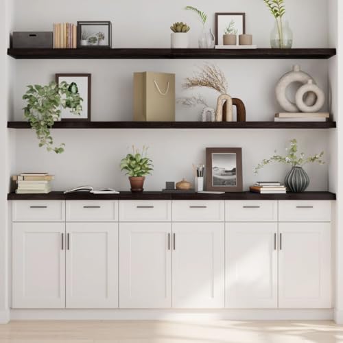LLEZKBR Furniture Select-Estante de pared marrón oscuro, 220 x 40 x (2-4) cm, roble macizo tratado