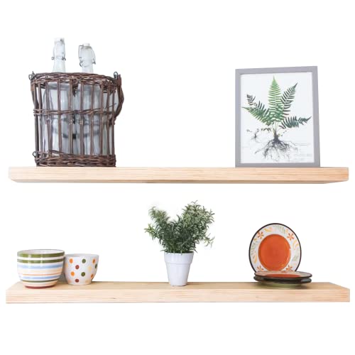 Wg Willow And Grace Designs Wall Mounted Wooden Floating Shelves, Shelves For Bedroom, Bathroom, Living & Laundry Room, Kitchen, Storage & Decor - Rustic Farmhouse Small Wood Shelf - Natural #TOP24