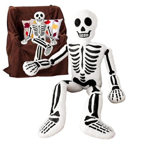 Coussin en Peluche Squelette d'halloween - Décoration de Vacances - Jouet en Peluche Douce effrayante pour, Adultes, Amis - Décoration de canapé pour...