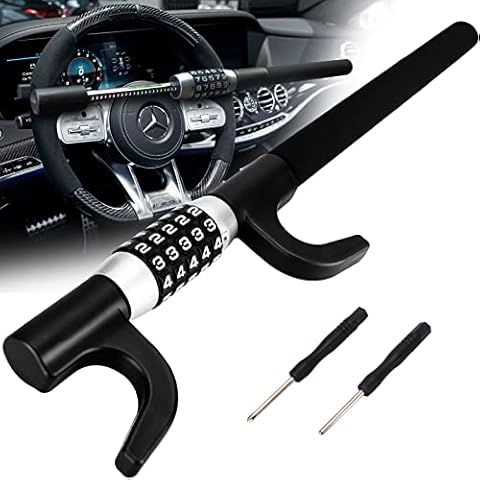 Tevlaphee Combination Steering Wheel Lock Password Code Steering Lock Car Steering Wheel Locks Keyless Self Defense Heavy Duty Car Security Cover