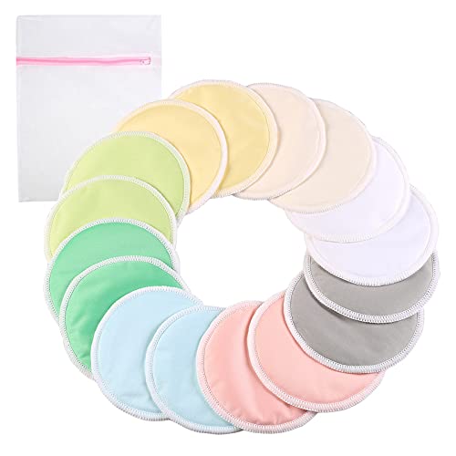 Breast Pads, 16 Pack Bamboo Nursing Pads For Breastfeeding Reusable Washable Nipple Covers With Laundry Storage Bag #TOP8