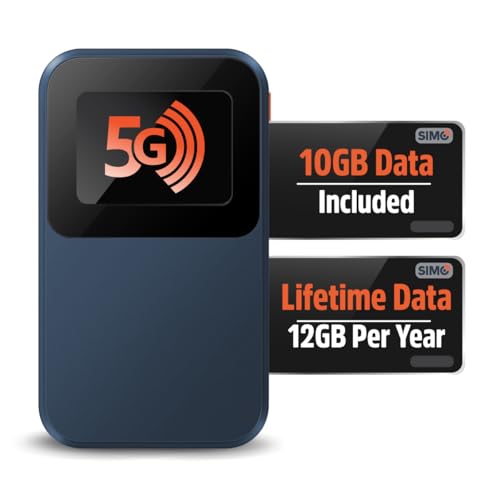 Solis Edge – 5G Hotspot Device, Bundle Includes Lifetime Data (12GB Per Year) and 10GB Global Data, WiFi in 140+ Countries, Access 300+ Mobile Carriers, Portable Internet by SIMO