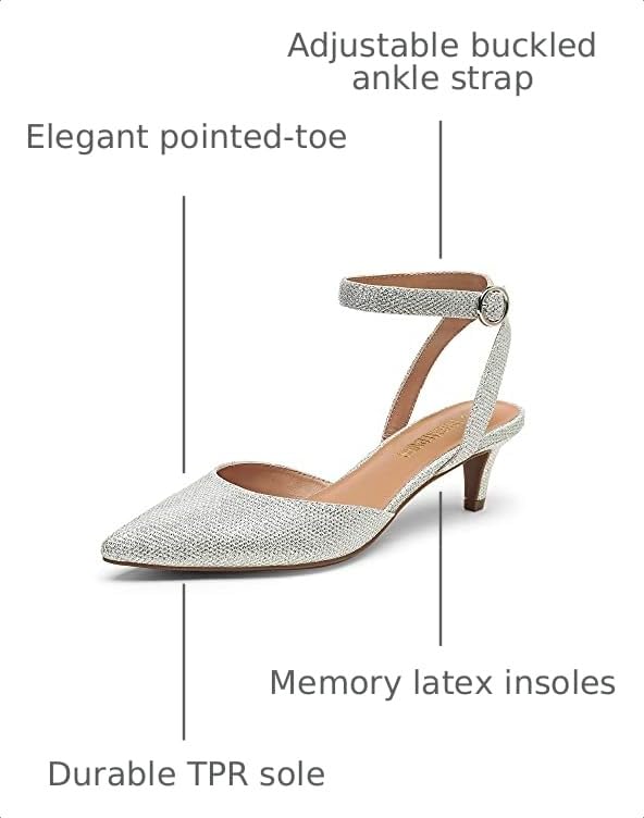 Image of DREAM PAIRS Kitten Heels for Women Low Heel Dress Shoes Wedding Dress Closed Toe Pump Shoes Luna