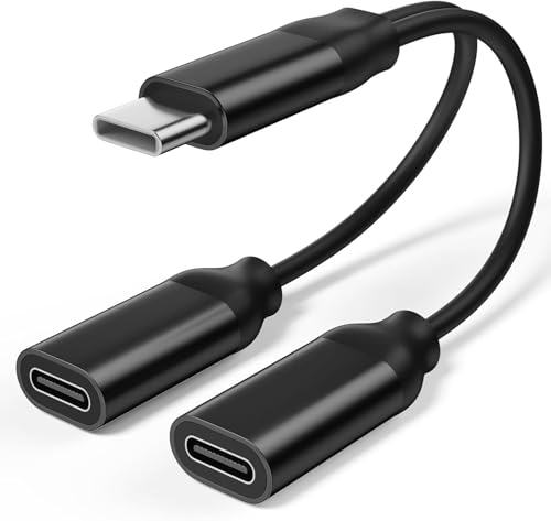 USB C�X�v���b�^�[�A�f���A��USB C�w�b�h�t�H���Ə[�d��A�_�v�^�[�A1�C��2�o�̓^�C�vC�I�[�f�B�I�W���b�N�h���O�� PD60W�����[�d�P�[�u���t�� iPhone 17 16 15 Pro Max�AiPad�ASamsung Galaxy S25 S24