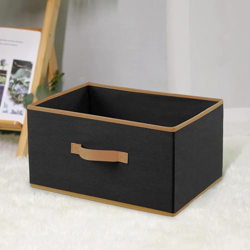 Image of Kuber Industries Non-Woven (Set of 6) Foldable Organisers Storage Box for Clothes|Dress Organizer & Cubbies Storage Cubes for Innerwear|Socks|Jeans|Books Arranging Utility Box (Black, Bag Organisers)