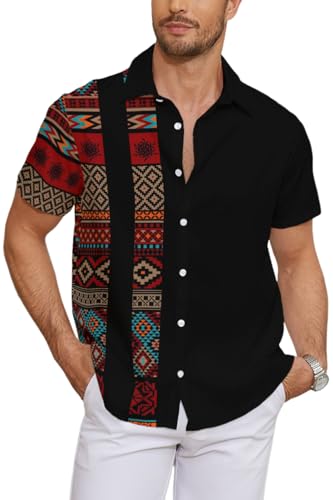 Men's Hawaiian Shirts Button Down Shirt Short Sleeve Tropical Vacation Beach Shirts