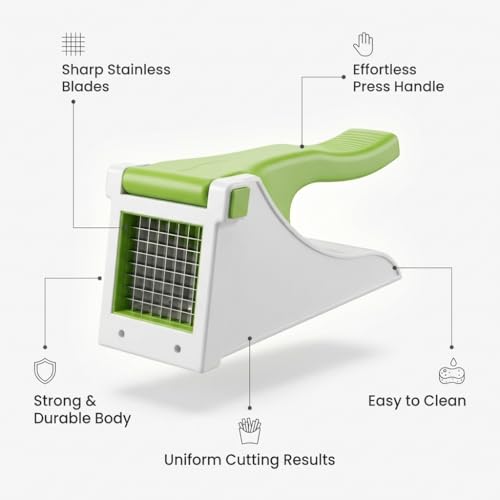 Image of French Fries Cutter Machine | Potato Chips Cutter & Vegetable Chopper | Manual French Fry Cutter for Potato, Carrot & Cucumber | Kitchen Slicer (Pack of 1)