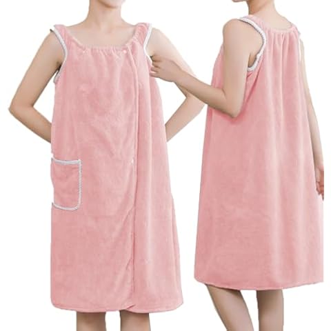 Beisto Wearable Bath Towel Wrap with Straps Towel Dress for Women Microfiber Bath Towel Dress SPA Towel Robe Sauna Wrap 2ʹ9, Pink Cover