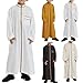 Muslim Thobe for Boys Muslim Dress Long Sleeve Kaftan Arabic Islamic Prayer Dress Kids Ramadan Eid (Black, 9-10 Years)