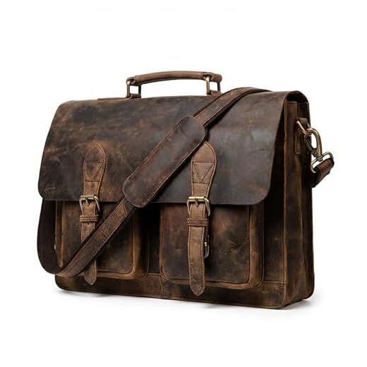 C CUERO 18 Inch Retro Brown Laptop Messenger Bag Office Briefcase Crossbody Travel Bag For Men And Women Bag Office Laptop Bag (retro briefcase)