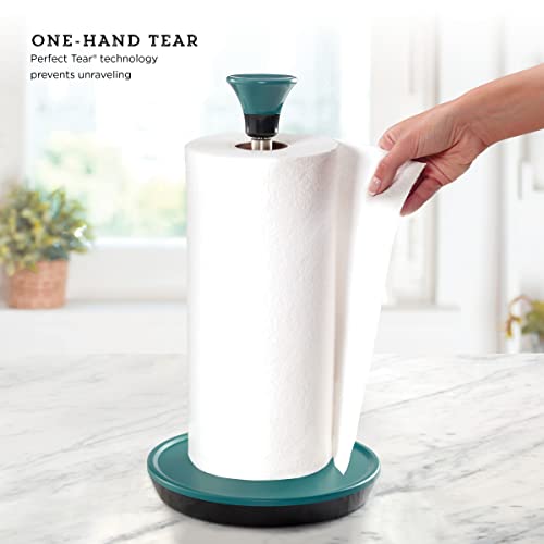 Image of Kamenstein Perfect Tear, Ocean Teal Stainless Steel Countertop Paper Towel Holder, One Handed Pull, No Unraveling, Weighted Base Prevents Tipping, 14 Inch