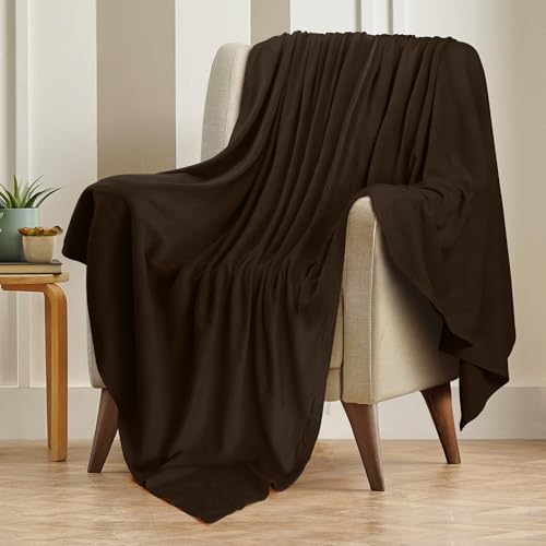 Utopia Bedding Brown 100% Cotton Blanket [Twin Size - 90x72 Inch] 350GSM Lightweight, Soft and Breathable Thermal Blanket for All Seasons