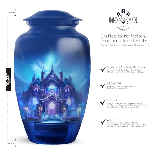 Image of Personalized Temple - Burial Urns for Adult Male Dad - Cremation Urns for Adult Ashes Women - Large Urns for Human Ashes Adult Man - 10 Inch - Large with Velvet Bag - Funeral Ashes Urn