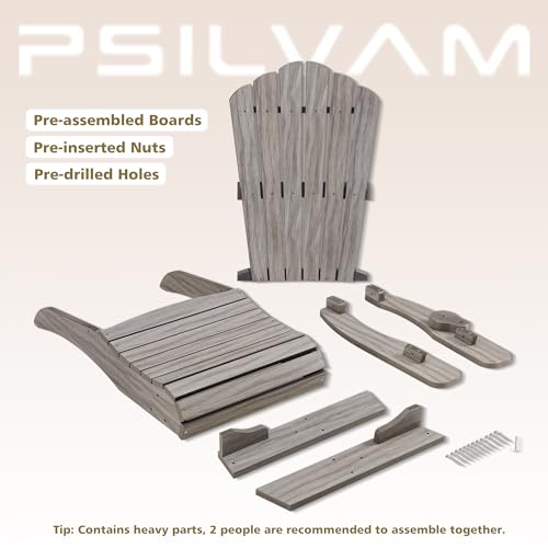 Image of Psilvam Adirondack Chairs Set of 2 with Cup Holder, Light Gray