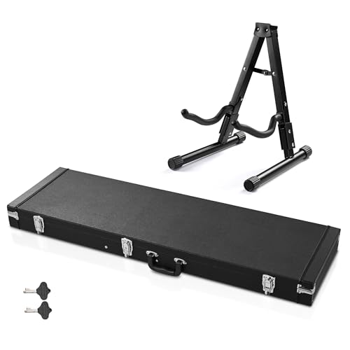 AW Electric Bass Guitar Hard Case Wooden Hard-Shell Folding Guitar Stand