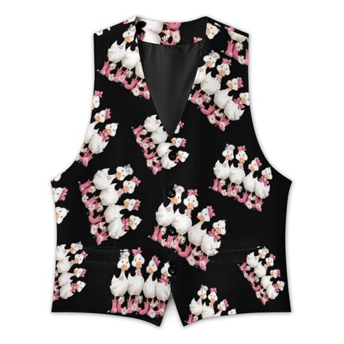 Cute Bow Duck Floral Men's Suit Vest Slim Fit Business Dress Party Pattern Waistcoat Vest Top3