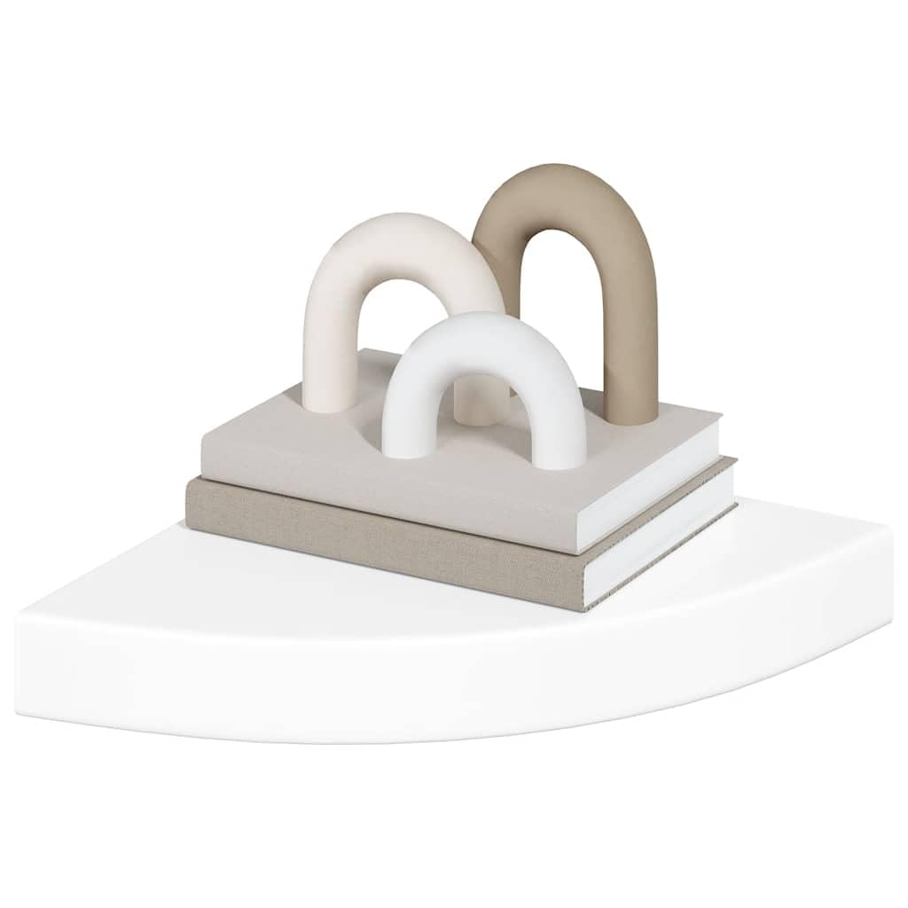 Mensole angolari galleggianti, confezione da 4, bianco lucido, MDF