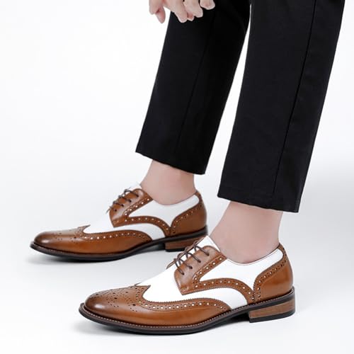 Men's Brogue Oxfords Shoes Fashion Classic Pointed Toe Non Slip Formal Derby Shoes Leather Lace Up Business Dress Shoes for Men2