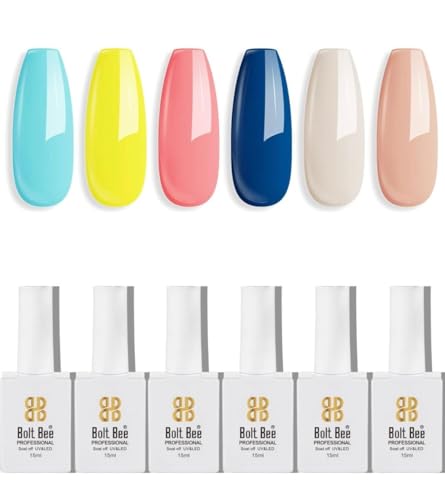 Image of Bolt Bee Gel polish Nail Lacquer | Glossy Gel Finish | Rich Pigmentation | Chip Free | Quick Drying Formula | Long Lasting Nail Polish for Women 15ml set