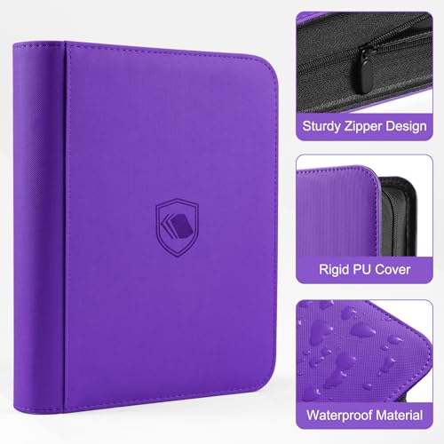 Image of Top Loader Binder 4 Pocket, Holds 160 Toploaders, 100 Toploaders INCLUDED | Toploader Binder for 3 inch x 4 inch Rigid Toploaders, Trading Card Binder for TCG, MTG, Sport Cards, PU Leather Cover, Side Loading
