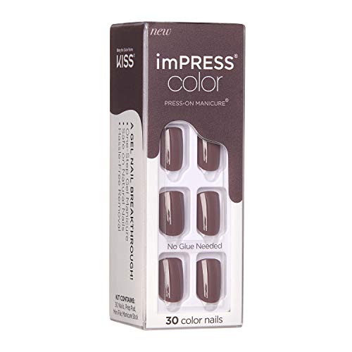 KISS imPRESS Color Press-On Manicure, Gel Nail Kit, PureFit Technology, Short Length, “Try Gray”, Polish-Free Solid… - Image 4