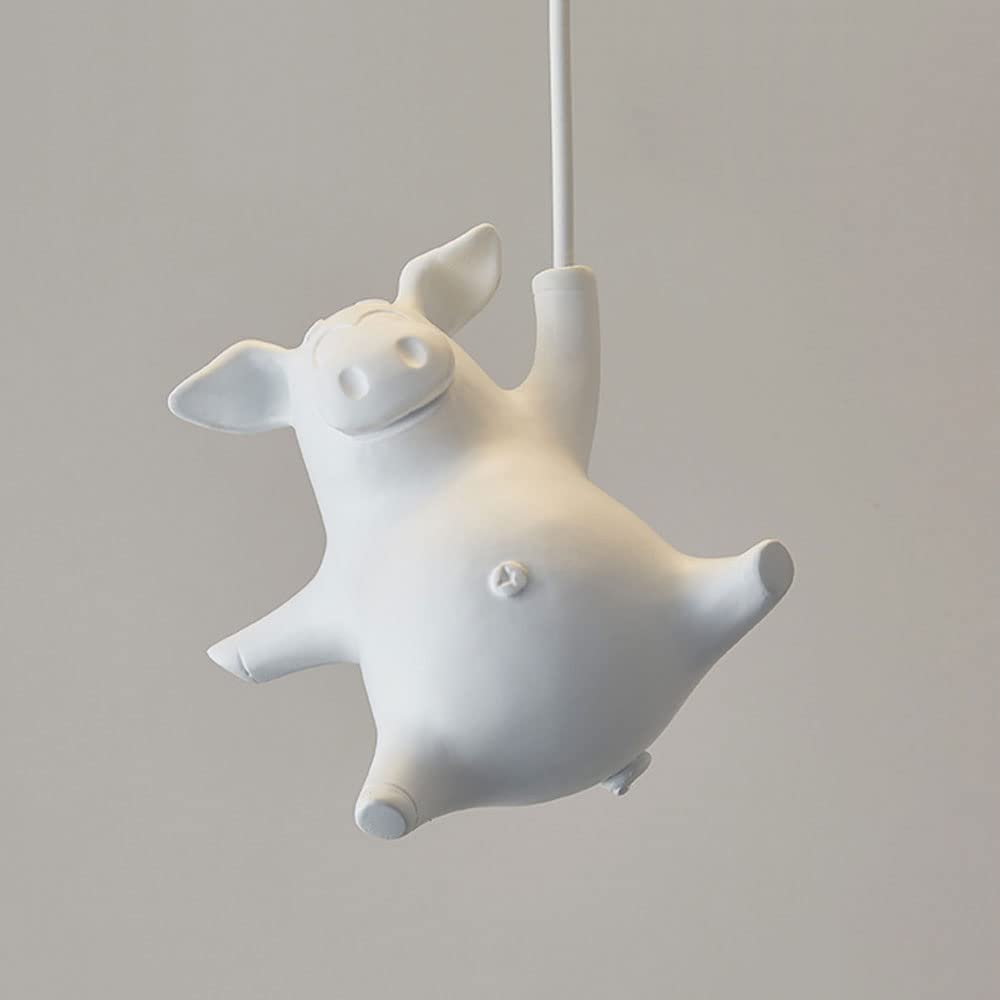 Siet Kinderzimmer Deckenleuchte Cartoon Kinder Mini Weißer Kronleuchter mit Schwein Dekoration, Acryl Globe Schatten Deckennahe Leuchten Für Kinderzimmer Schlafzimmer
