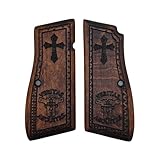 Zib Grips | Wooden Pistol Grips for Browning Hi Power, Luger M80 Parabellum, Springfield Armory SA 35, Tisas Regent Br-9, HP 14, Cachas - Empuñadura, Veteran Gift (Veritas Aequitas, Walnut)