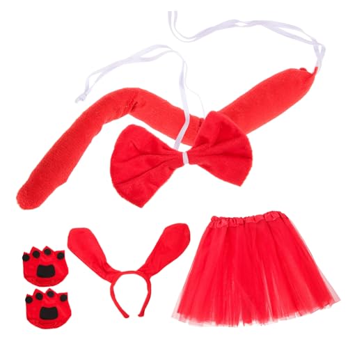 VALICLUD 3sätze Adorable Kostüm Für Wear-Resistant Hundekostüm Mit Rock Hundekopfband Und Pfotenschuhen Für Kindergartenfeiern Und Auftritte