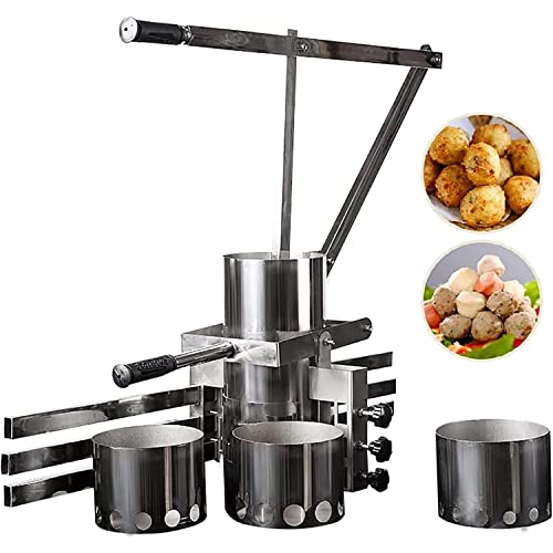 Máquina de albóndigas de acero inoxidable con 3 moldes para pescado, carne de res y cerdo caseros, herramienta fácil de operar a mano para resultados perfectos