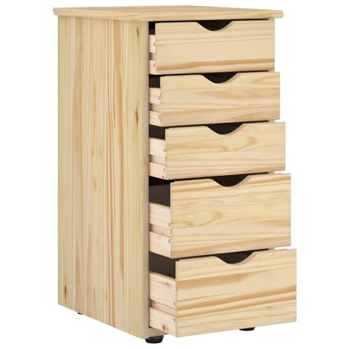 Mueble cajonera de madera maciza de pino con acabado mate y cinco cajones 4