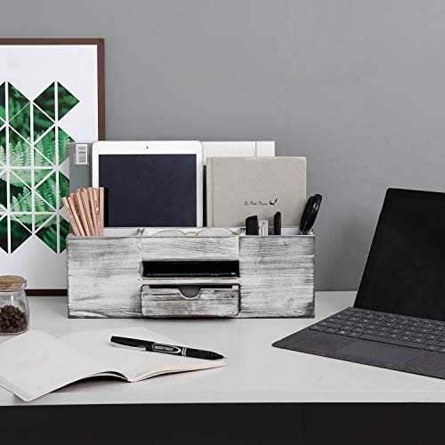 Liry Products Whitewashed Wooden Desktop Organizer Multiple Compartments Rack Shelf Drawer Tabletop Wood Storage Cabinet Office Supplies Caddy Document Stationery Holder Accessory Sorter Vanity Home #TOP5