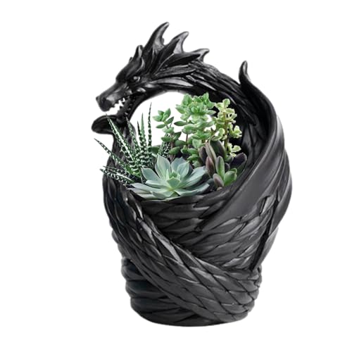 Jarrón de dragón decorativo - Mesa de cerámica artística - Soporte para arreglos florales | Impresionante casa de campo - Pieza de decoración para salones, dormitorios y oficinas | Elegante dragón