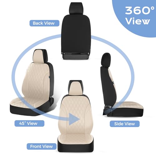 Image of Car Seat Covers Front Seat, Leather Seat Covers for Cars, Waterproof Car Seat Protector Breathable, Front Seat Covers for Cars, Automotive Seat Covers Universal Fit for Most Car SUV Truck