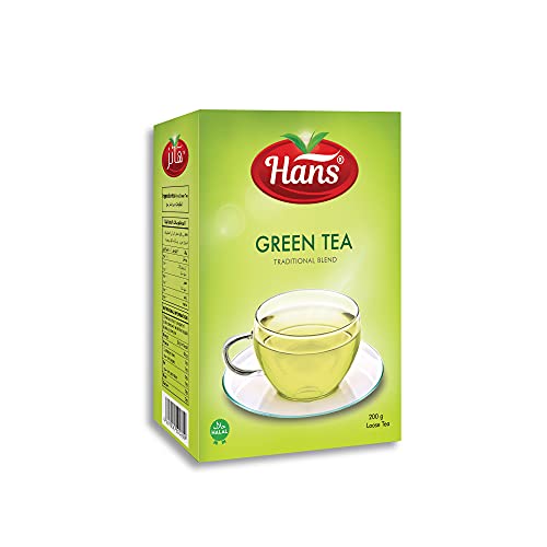 Hans Green Tea 100 Tea Bags | Premium Natural Flavor | Organic Antioxidant-Rich & Caffeine-Free | Detox & Wellness Tea in Eco-Friendly Resealable Pack