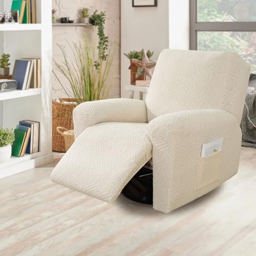 Housse de canapé extensible beige 70-104 cm avec rangement | Lot de 4 - 4